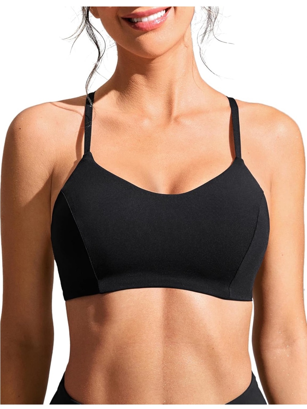 NWOT CRZ YOGA Black Scoop Neck Bikini Top